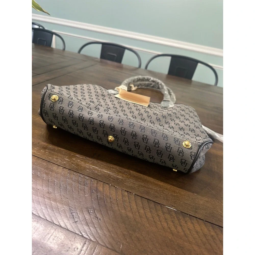 Dooney & Bourke Buckle Satchel H035CB1 Grey Black Monogram Signature Handbag NEW